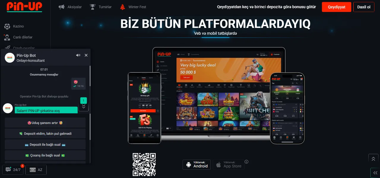 Pin Up kazinosunda müştəri dəstəyi